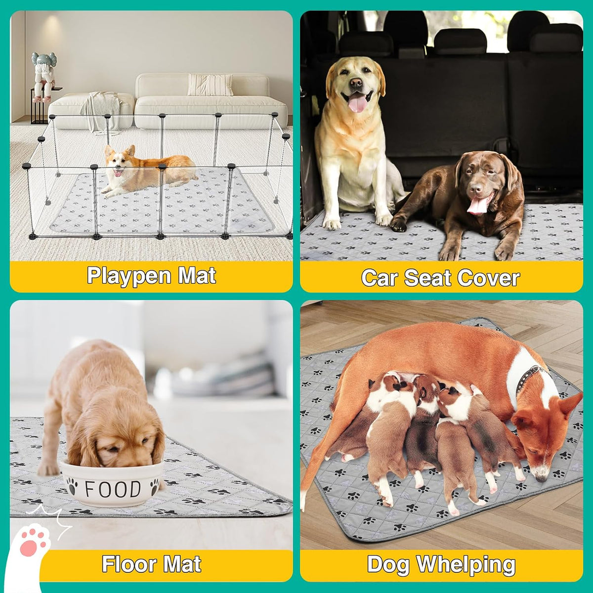 FURWEY 2 Pack Extra Large 72"X72" Washable Pee Pads for Dogs Super Absorbent Dog Training Pads Non-Slip Waterproof Pet Training Pads Mats Whelping Pads for Dogs Cats Puppy - Image 9