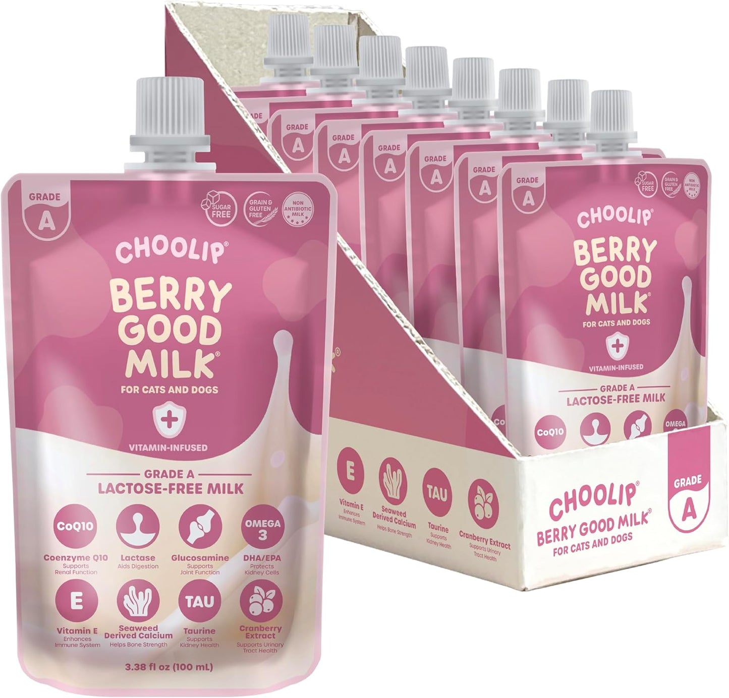 Choolip Berry Good Milk for Cats & Dogs - Lactose-Free Pet Milk Pouches - Vet-Formulated Hydrating Drink with Cranberry, CoQ10, Glucosamine & Omega-3 (200mL x 10 Pouches) - Image 9