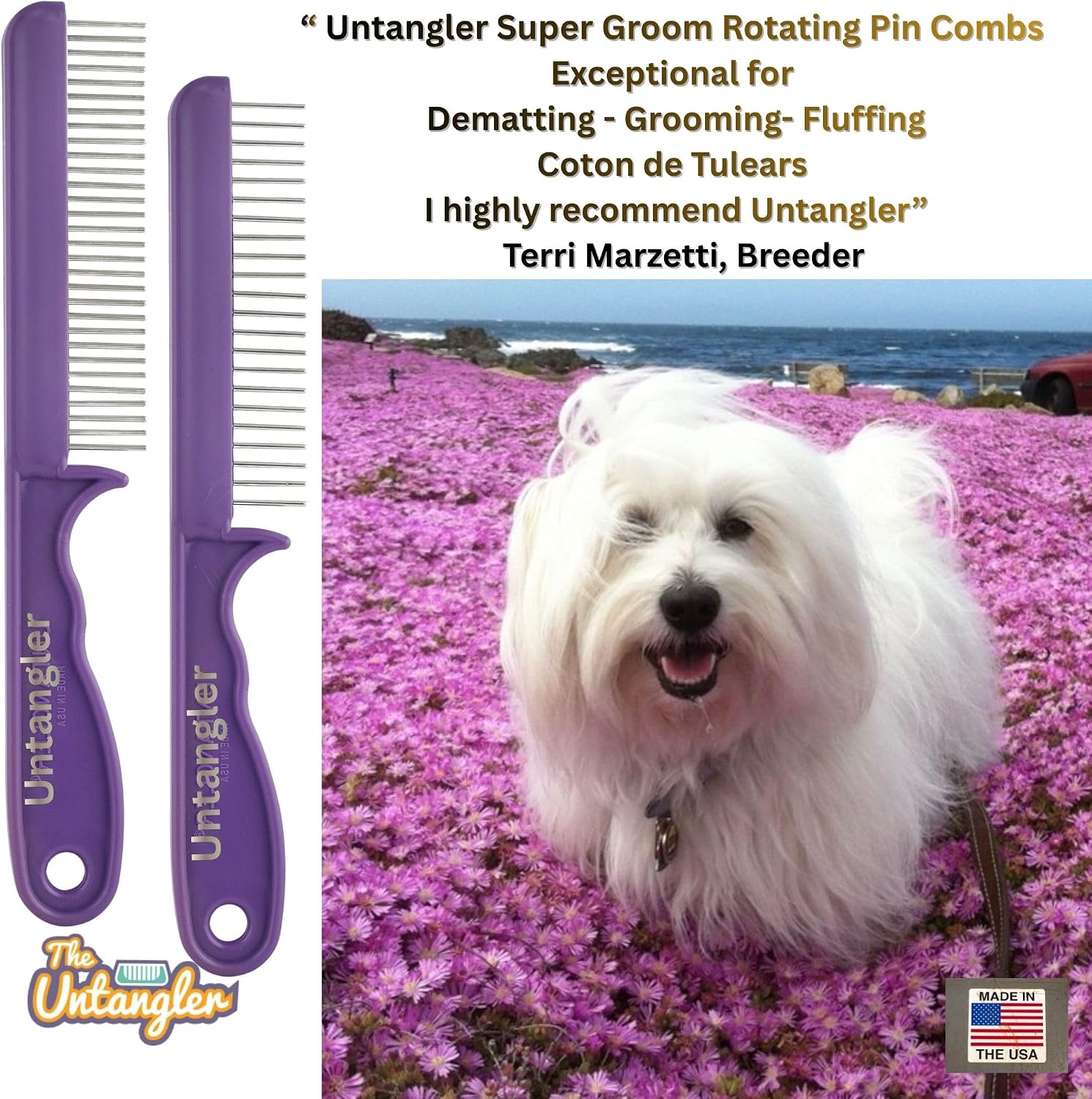 Untangler smooth teeth grooming comb packaging and product display