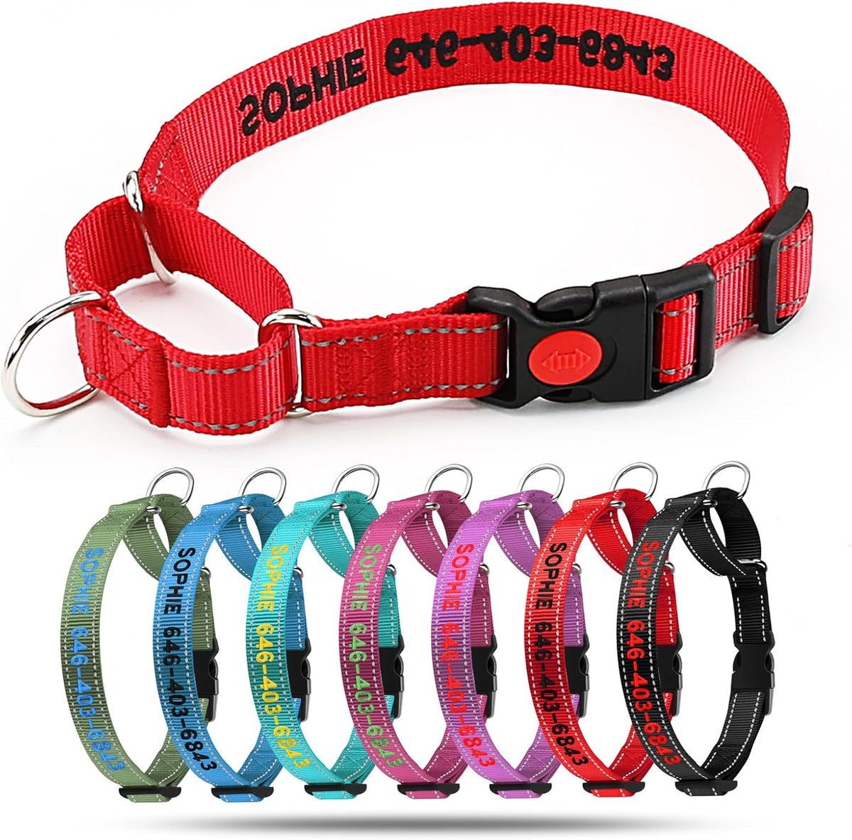 Suncliff custom embroidered martingale collar with quick release metal buckle