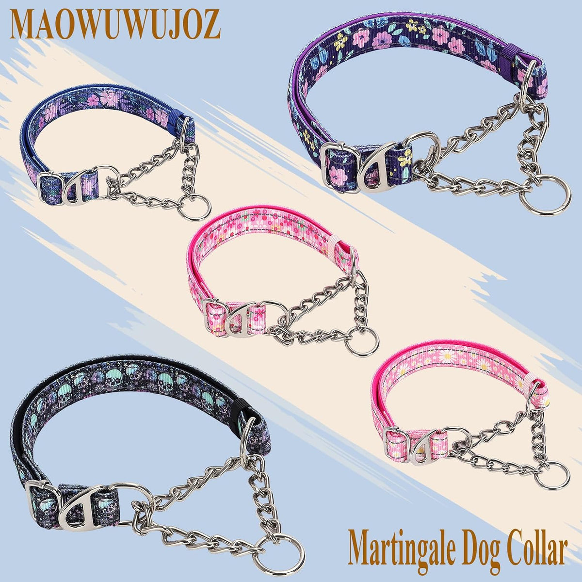 No pull choke collar with steel loop showing escape proof design.