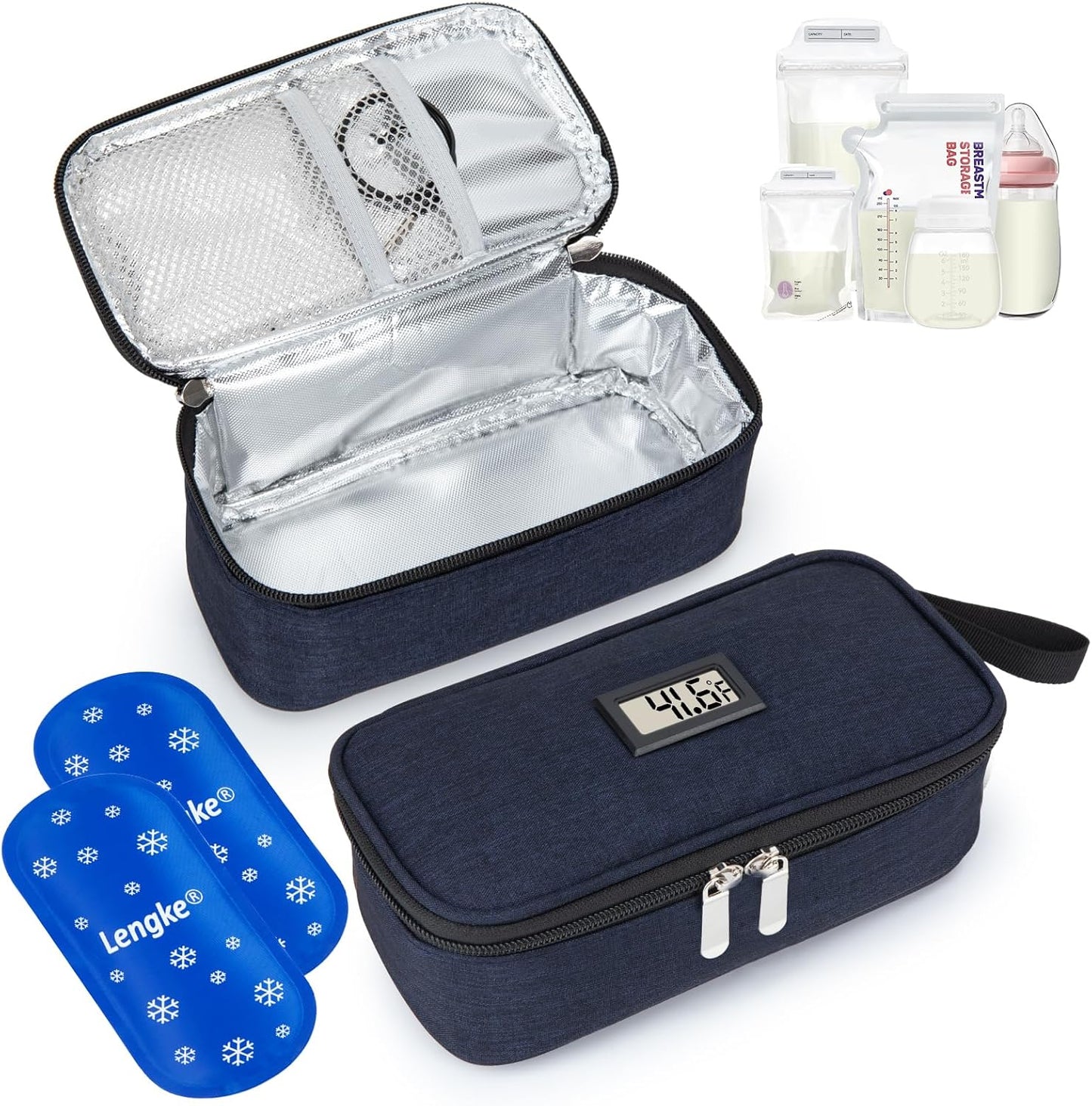 Youshares Breast Milk Cooler Travel Bag front view with temperature display