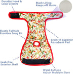 Leekalos washable doggie period panties showing the adjustable snap button configuration.