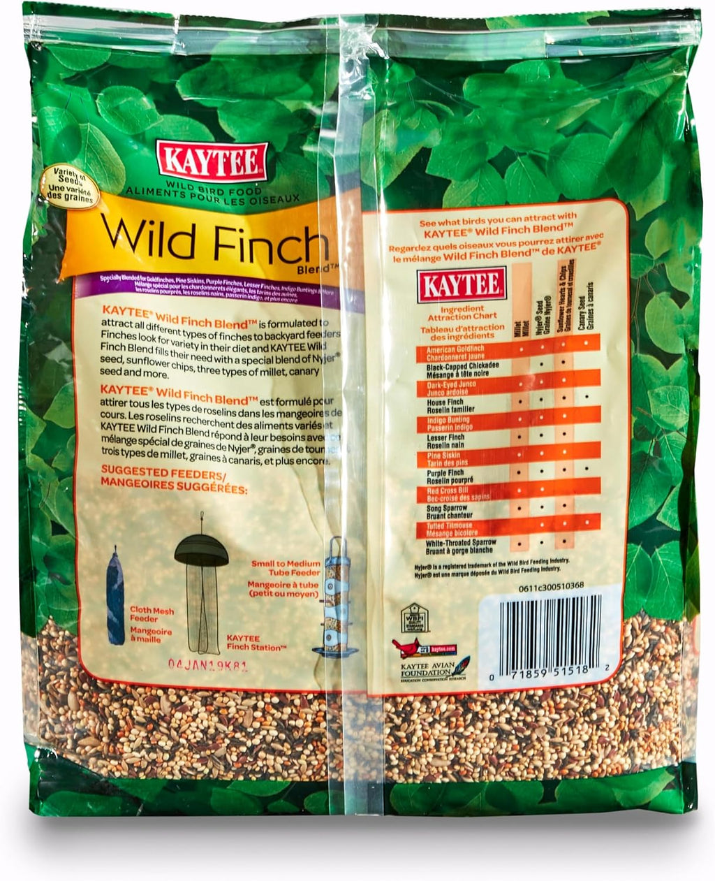 Kaytee 5 pound bird food bag back label details