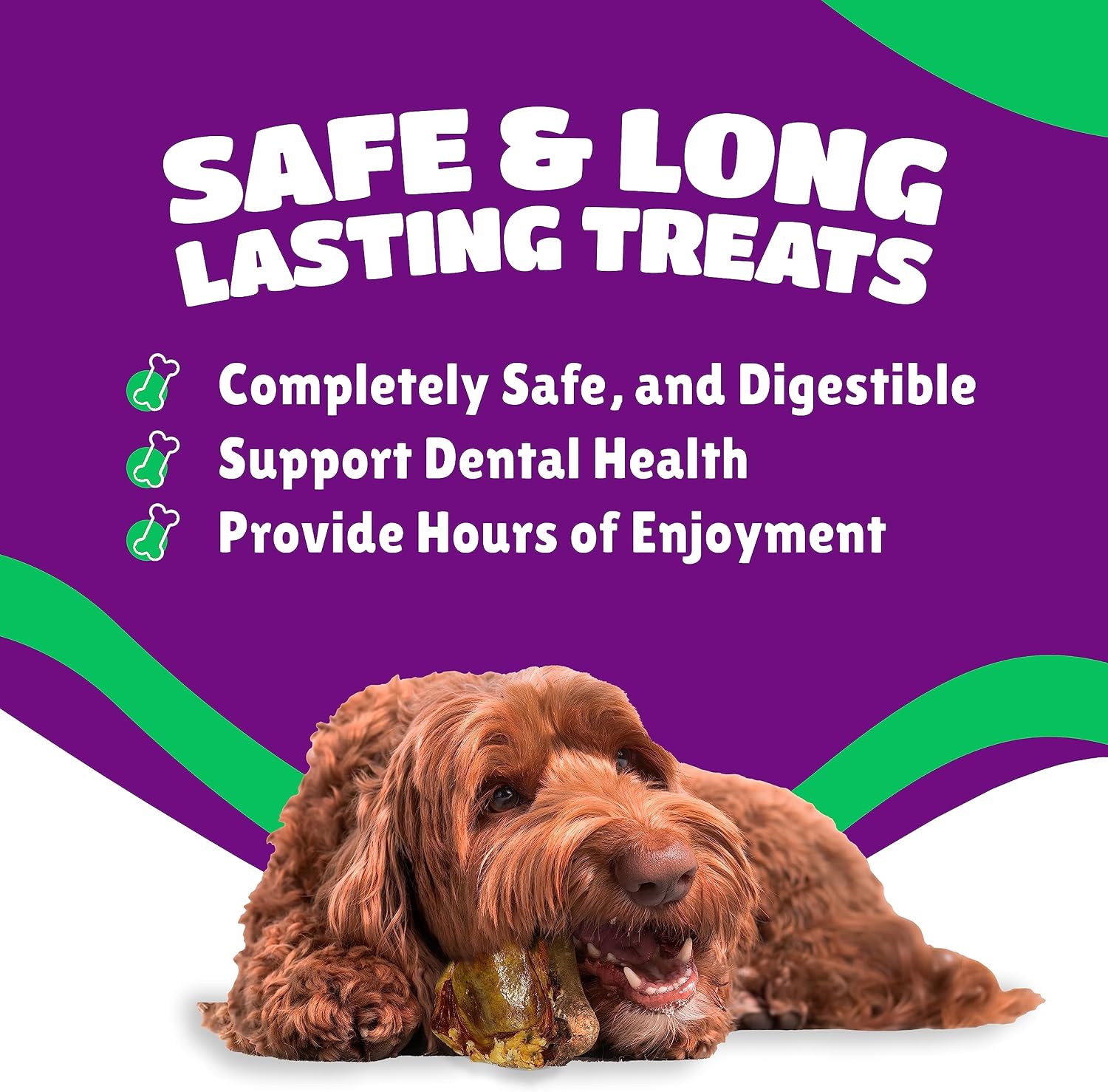 Top view of natural long lasting dog knee bones