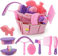 Idunseed horse grooming kit front view featuring the pink organizer tote bag filled with brushes.