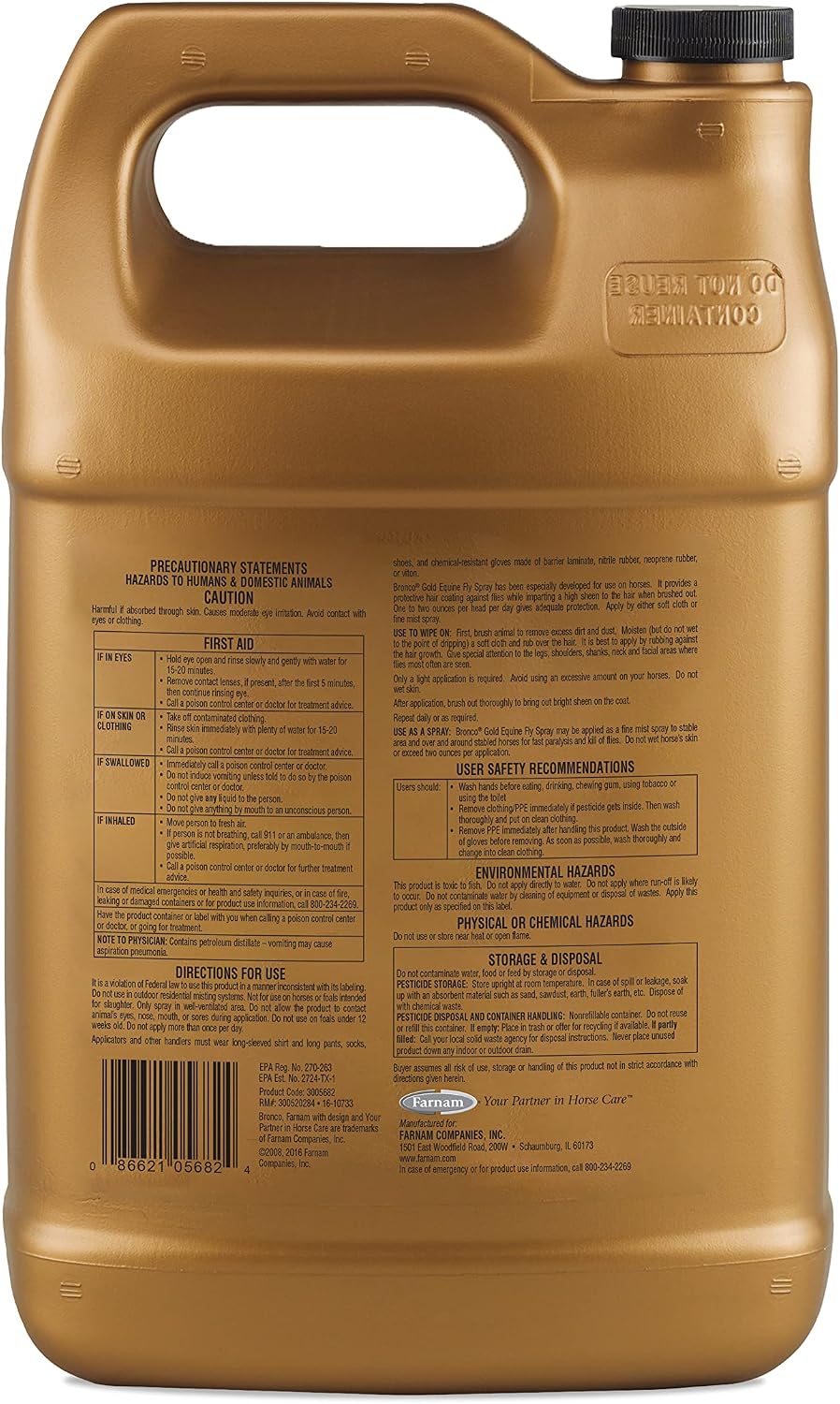 Farnam Bronco Gold Horse Fly Spray, Grooming Aid, Coat Conditioner 128 Ounces, Gallon Refill - Image 10