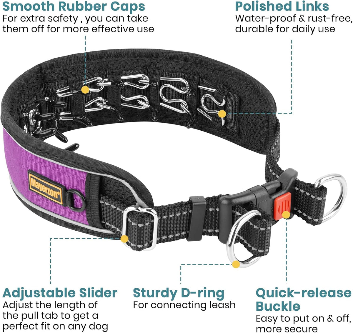Mayerzon martingale training collar side view showing buckle