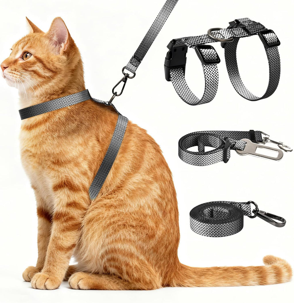 Cat Harness and Leash Set, 3-in-1 Escape Proof Adjustable, Comfortable Soft Lightweight, Safe, Easy to Wear, Walking Travel Kitten Harness for Small Medium Cats Black - Image 13