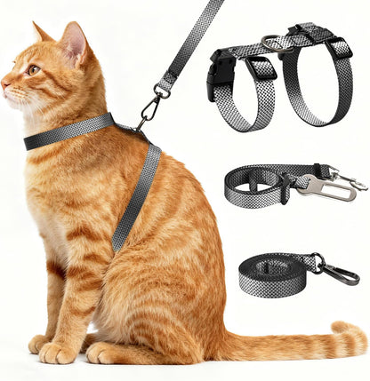 Cat Harness and Leash Set, 3-in-1 Escape Proof Adjustable, Comfortable Soft Lightweight, Safe, Easy to Wear, Walking Travel Kitten Harness for Small Medium Cats Black - Image 13