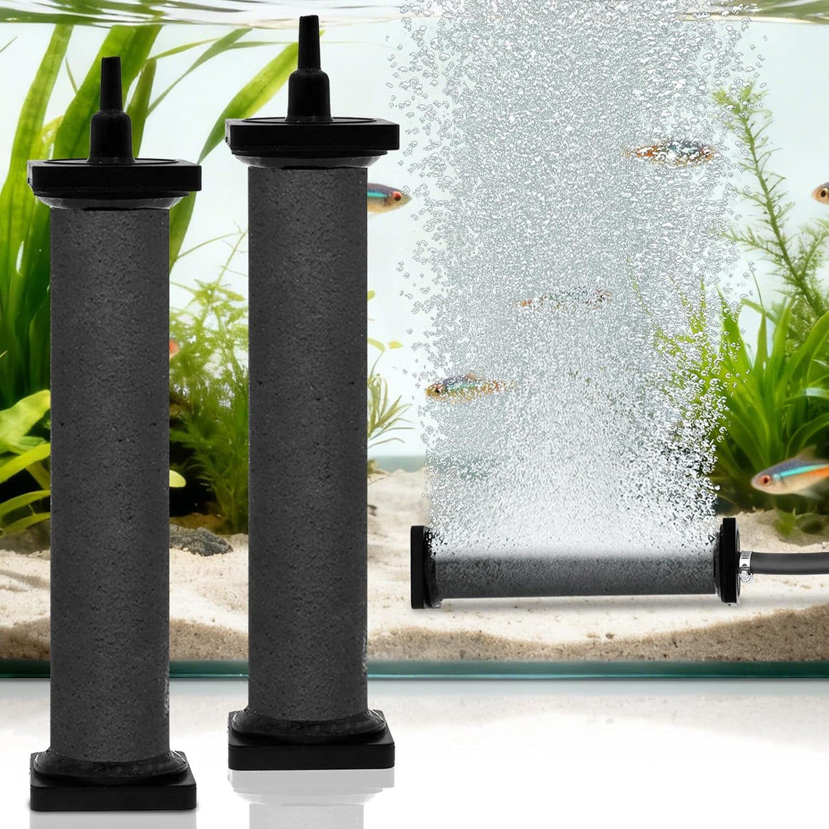 AquaMiracle rubber air stone front view for aquarium oxygenation.
