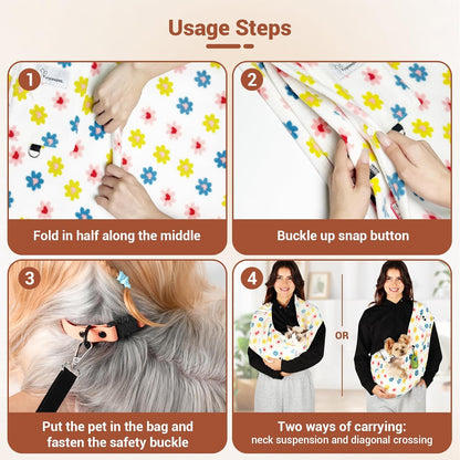 Hands-Free Cat Sling Carrier, Ultra-Soft Polar Fleece Pet Sling for Small Dogs & Cats 3-14 lbs, Machine Washable for Indoor Snuggling & Outdoor Use (Medium, Daisy) - Image 8