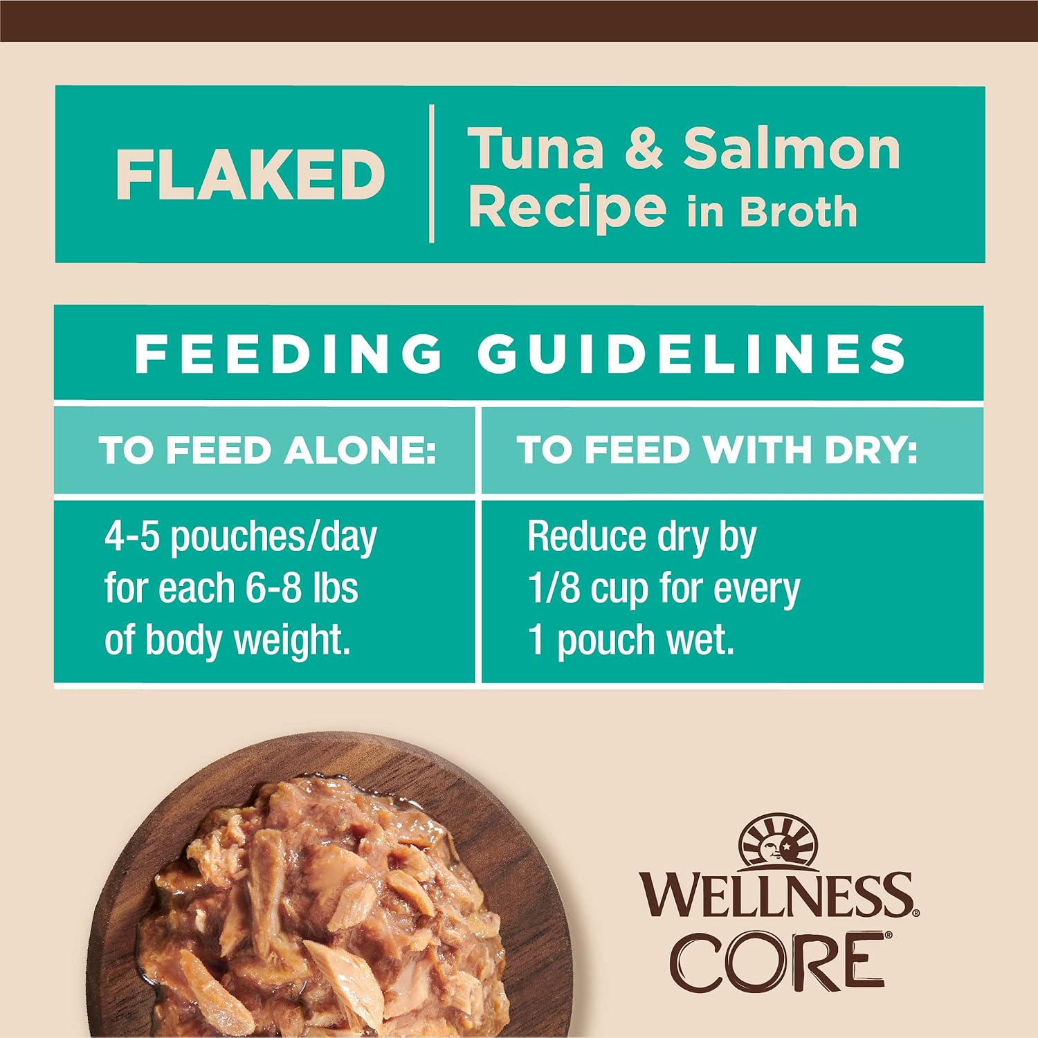 Wellness CORE Tiny Tasters Flaked Adult Wet Cat Food, Natural, Protein Rich, Grain Free, Tuna and Salmon Recipe, 1.75 oz, Pack of 12 Pouches - Image 9
