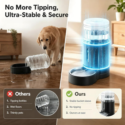 Close up view of the food grade 304 stainless steel pet drinking bowl attachment