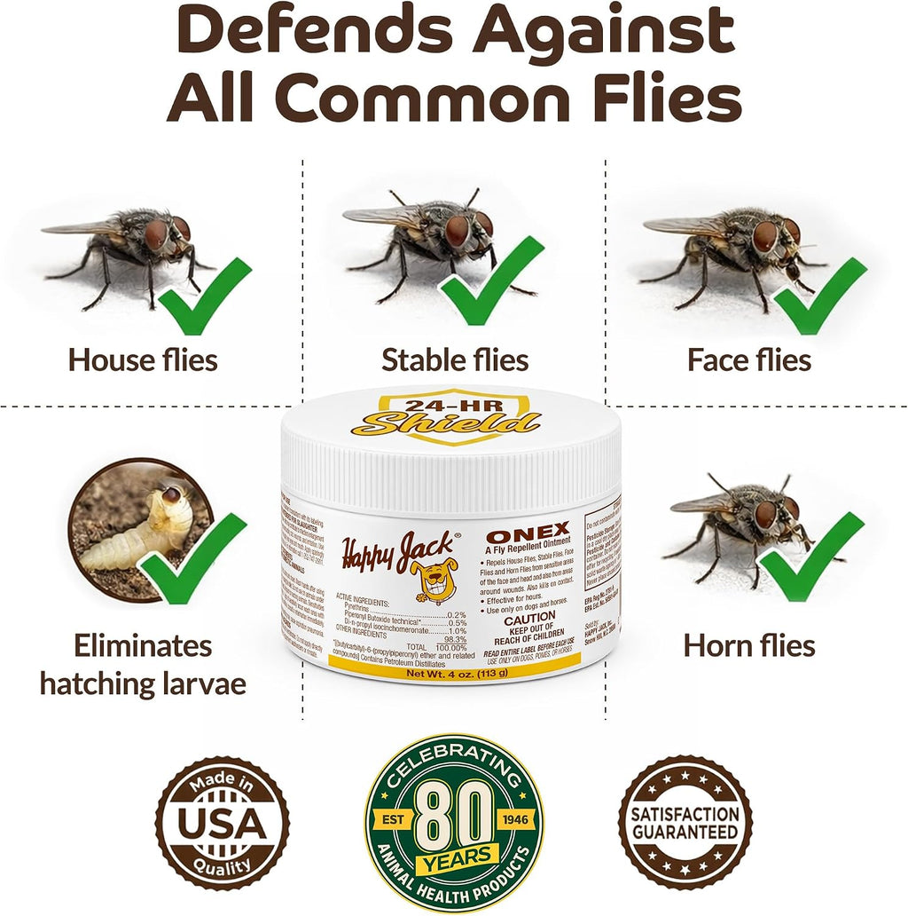 Happy Jack Onex Fly Repellent Ointment side label view