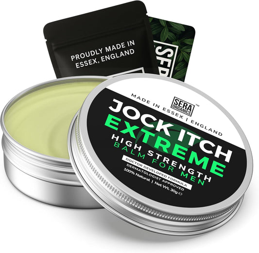 Sera Organics Antifungal Cream front view showing the 30ml jock itch relief balm jar.