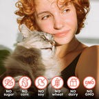 Premium imported OkkÃ¶bi cat health treats container sealed for freshness and pet safety verification.