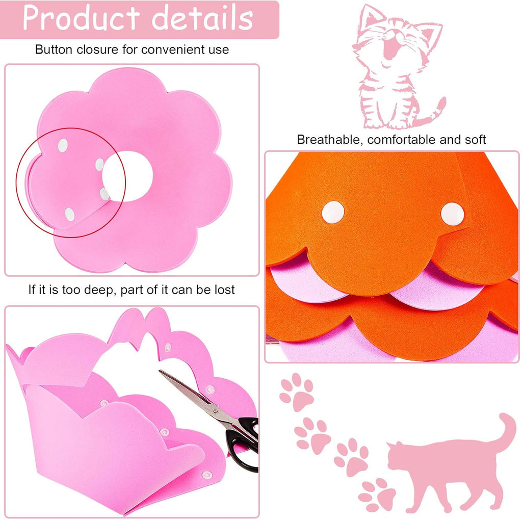Weewooday four piece soft EVA elizabethan collar set showing snap buttons