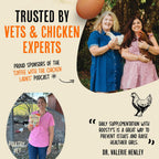 Healthy backyard flock in a coop environment with egg booster product.