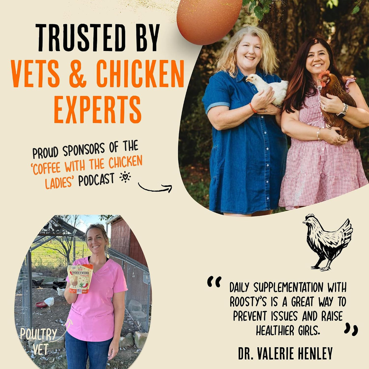 Healthy backyard flock in a coop environment with egg booster product.