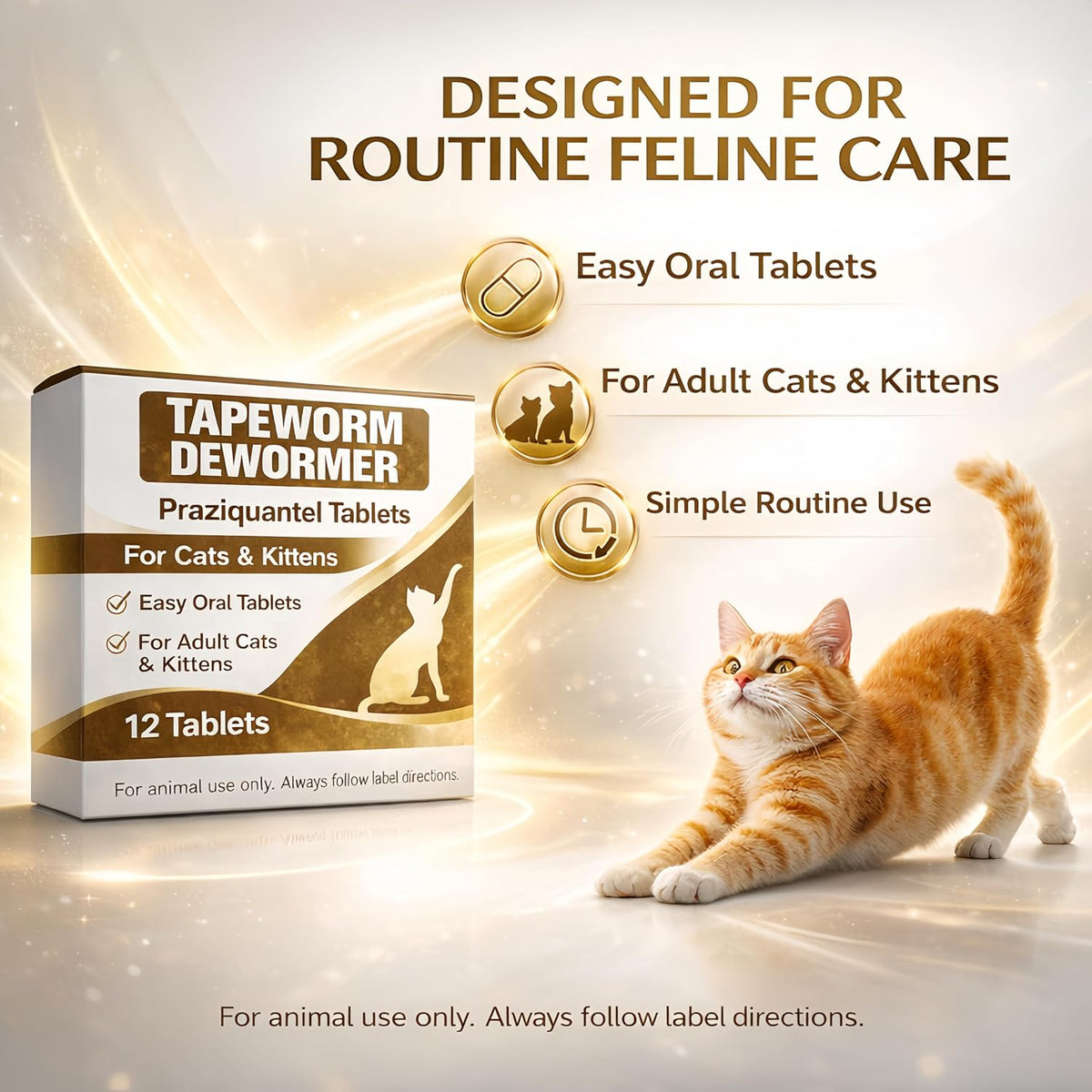 Side view of Elanco deworming tablets container for kittens and cats