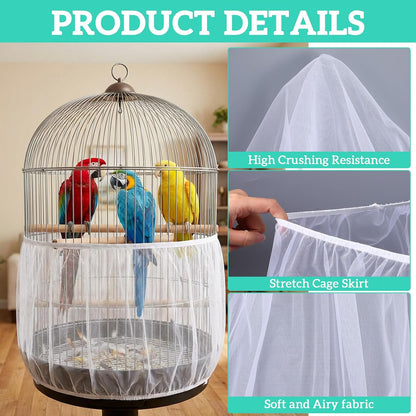 Adjustable bird cage cover guard placed on a square cage
