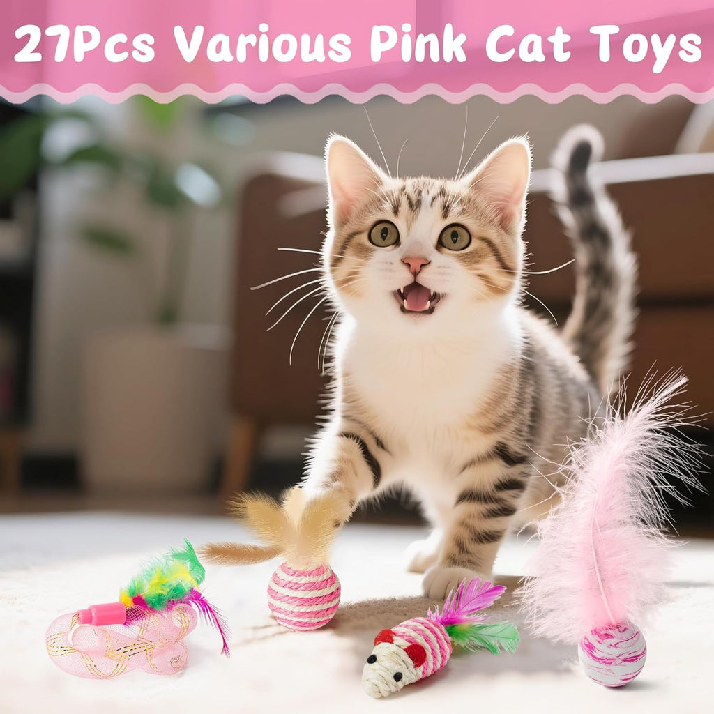 Boredom relieving independent play toys for kittens featuring felt mice and sponge balls