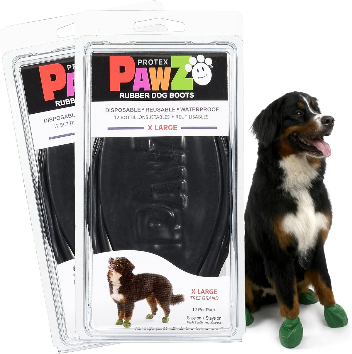 PawZ Rubber Dog Boots for Small Paws - All-Weather Waterproof Dog Shoes, Anti-Slip Traction for Rain, Snow, Mud & Hot Pavement - Pull-On Dog Booties, Black - Small (2"-2.5") - Pack of 24 - Image 10