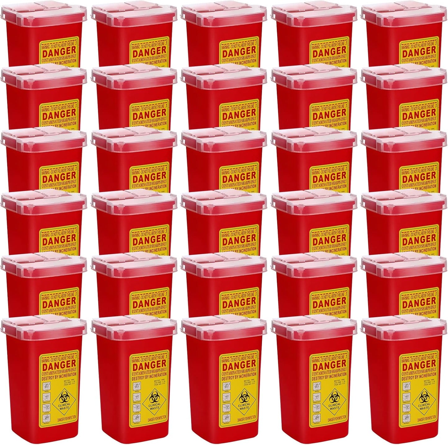 Chumia sharps containers front view 30 piece set for needle disposal