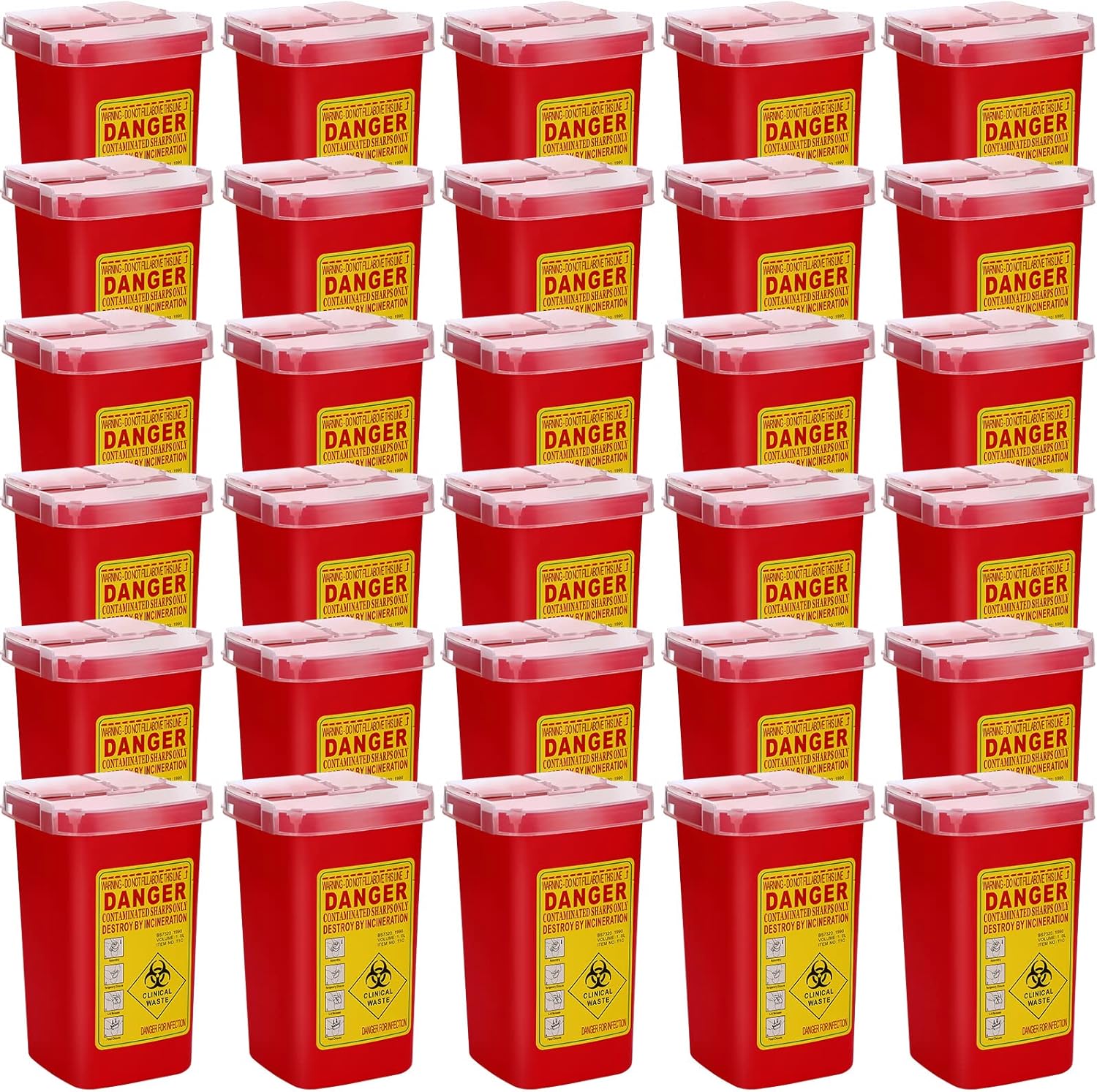 Chumia sharps containers front view 30 piece set for needle disposal