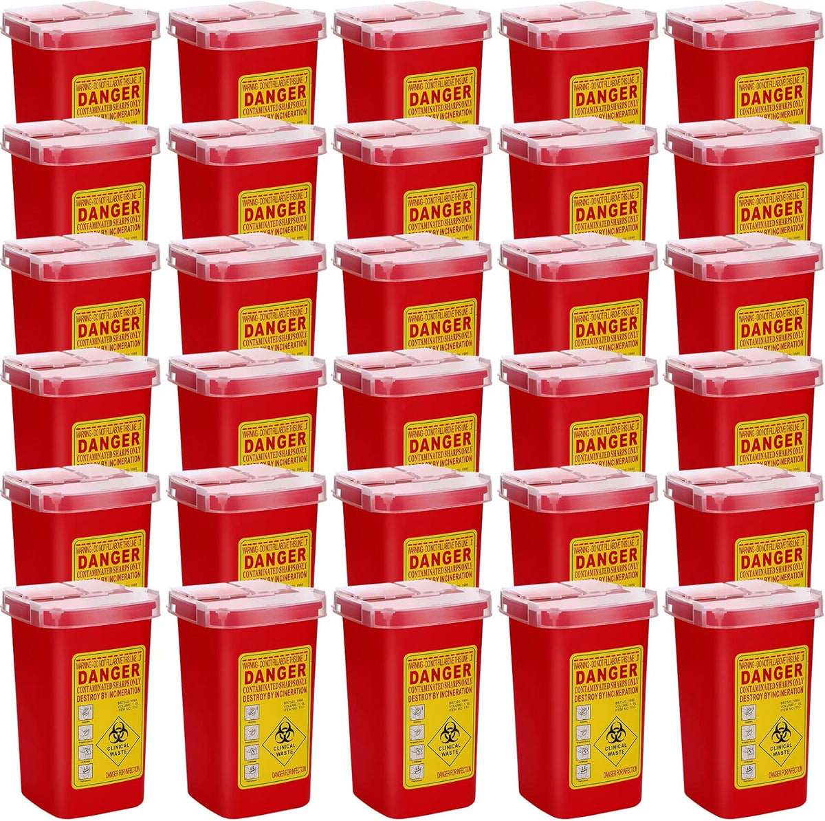 Chumia sharps containers front view 30 piece set for needle disposal