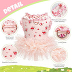 Close up of the shimmering sequin embellished layered tulle on the pet dress
