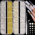 Belleboost flatback pearls and metal nail beads set front view