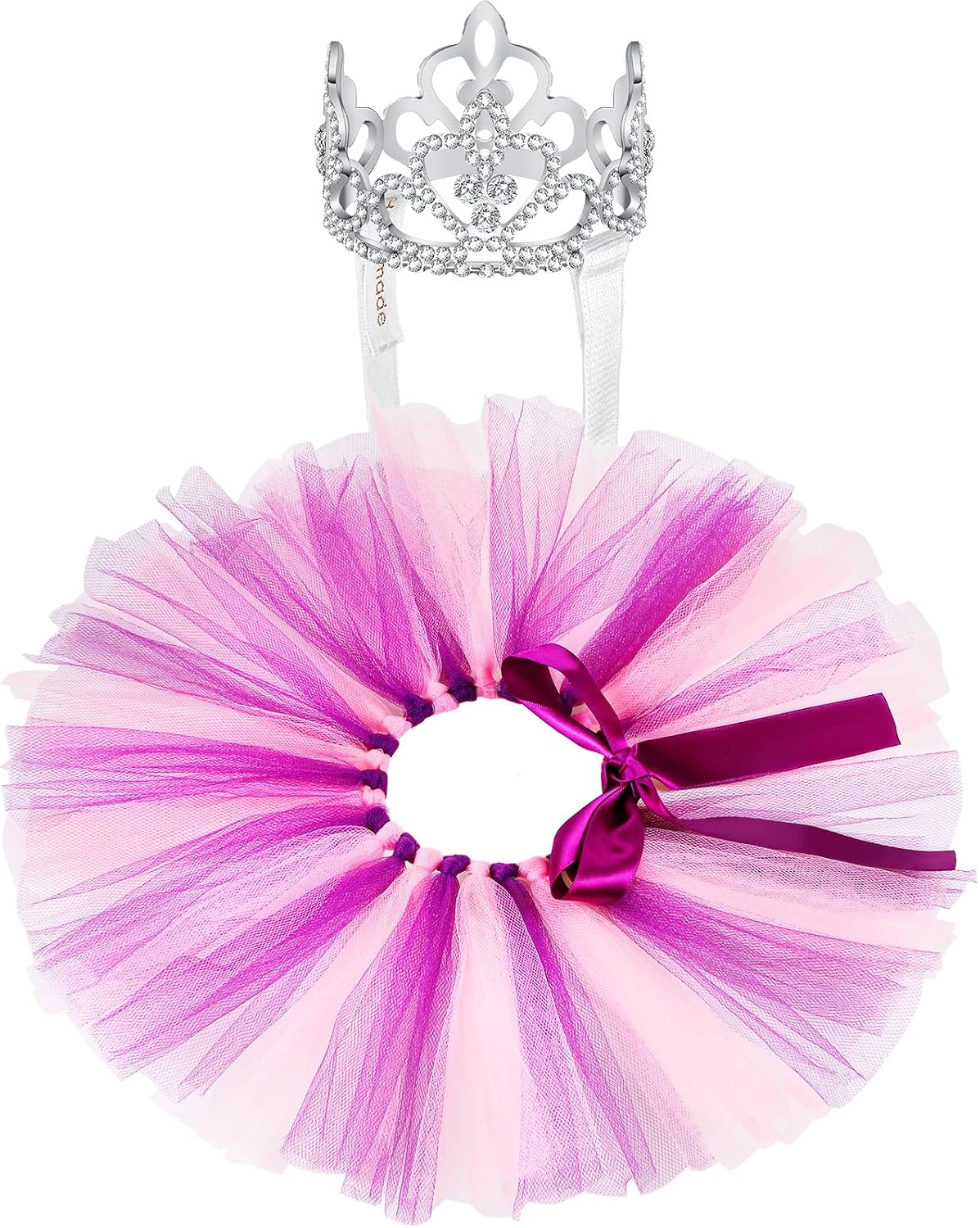 2 Pcs Dog Crown Headband Dog Tutu Dress Set Crystal Rhinestone Tiara Crown Tutu Skirt Pet Dress Costume for Puppy Birthday Party Wedding Photo Prop Costume(X-Large,Rose Red, White) - Image 11