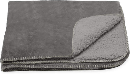 Close up view of the durable blanket stitch accent on the Furhaven throw