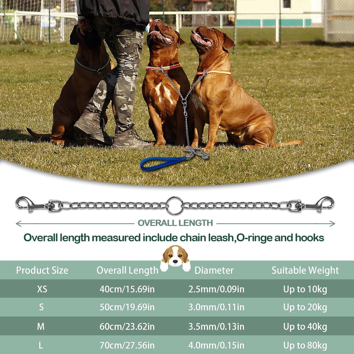 Chew proof dual dog chain coupler extension for two small dogs walking