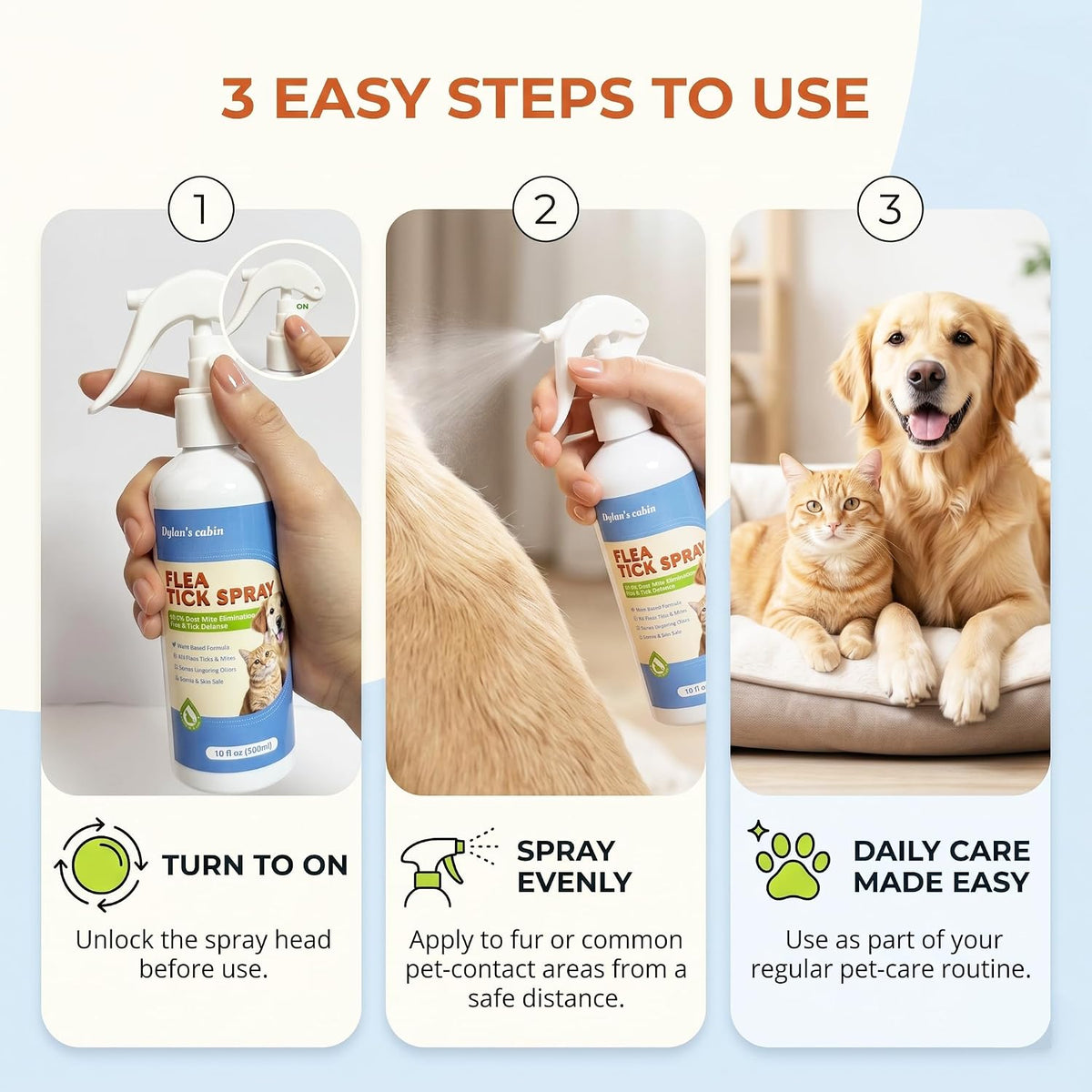 Dylan's Cabin authentic USA imported pet grooming spray packaging