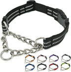 Martingale Dog Collars, Reflective Nylon Collar with Stainless Steel Chain, Adjustable Walking Training Dog Collars with Quick Release Buckle, Suitable for Small Medium Large Dogs(Gray,L) - Image 12