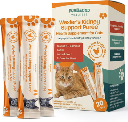 Wellness Kidney Support Pure for Cats - Renal Cat Health Supplement with Taurine, L-Carnitine, CoQ10, B-Complex, Yucca - Phosphorus-Conscious with Savory Chicken Breast Flavor - 10 Tubes - Image 10