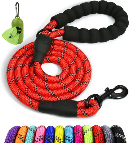 Taglory Rope Dog Leash 6 FT with Comfortable Padded Handle, Highly Reflective Threads Leash and Anti-Tangle Clip for Walking Medium Large Dogs, 1/2 inch, Black - Image 15