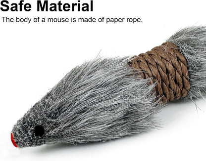 TTcat realistic faux fur mouse toy with long tail for kitten pouncing play
