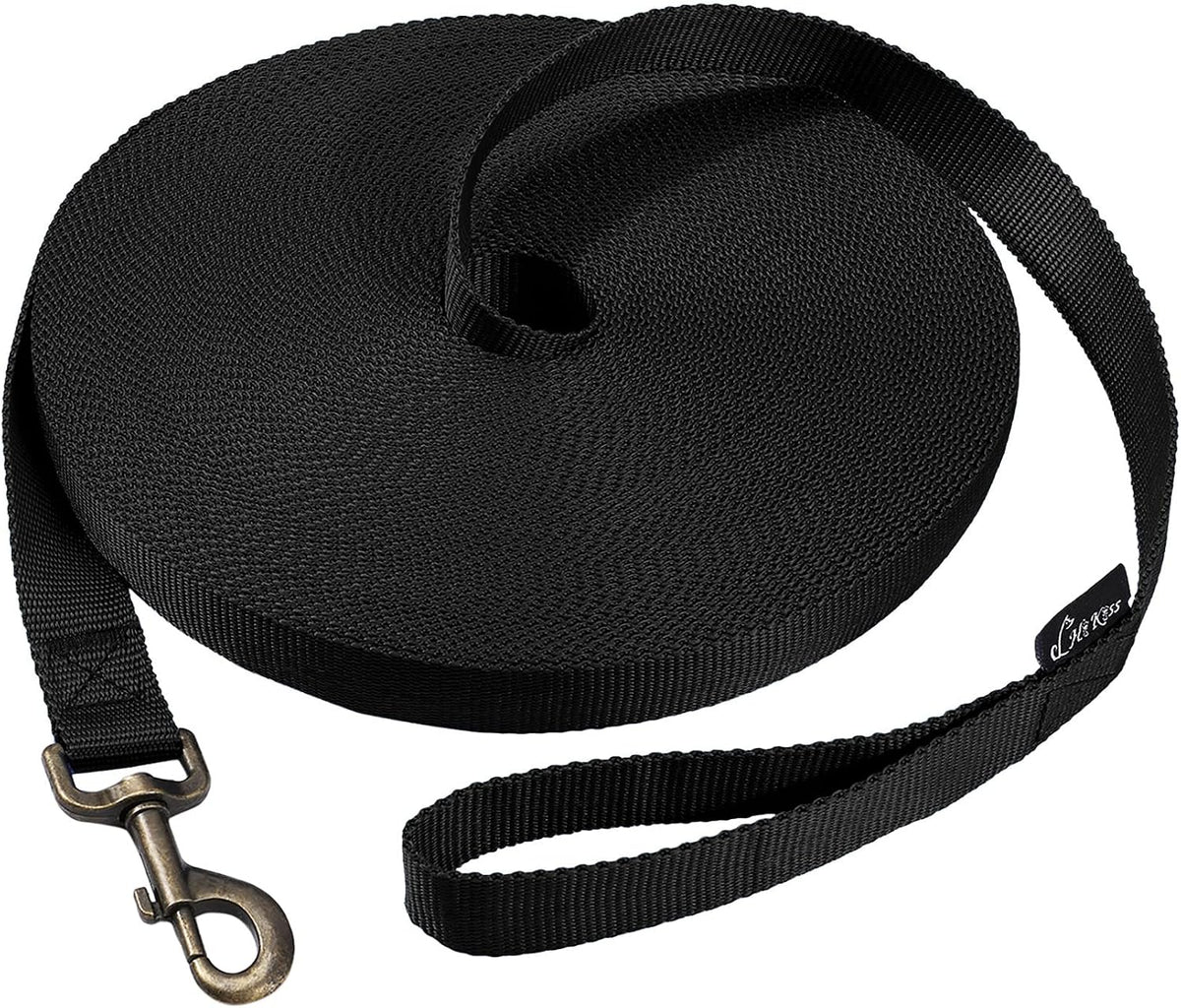 Hi Kiss Dog/Puppy Obedience Recall Training Agility Lead - 15ft 20ft 30ft 50ft 100ft Training Leash - Great for Play, Camping, or Backyard - Black 30ft - Image 15