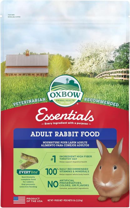 Oxbow Essentials Adult Rabbit Food front view of five pound bag