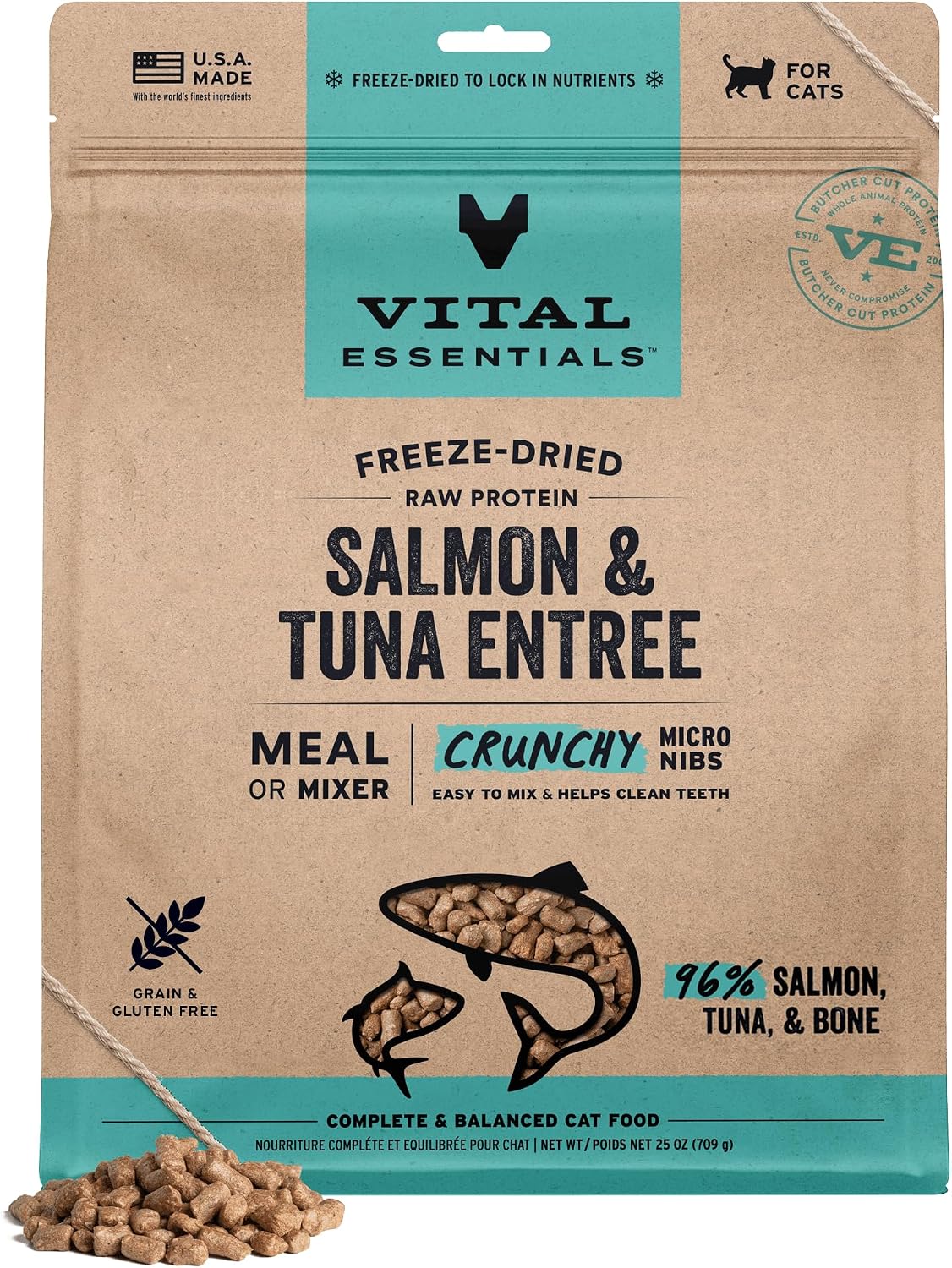 Vital Essentials Freeze Dried Cat Food, Raw Protein Turkey & Duck Micro Nibs | Complete Meal or Mixer | 96% Meat, Organs & Bone | High Protein, Low Carb, Grain Free, Dry Cat Food | 12 oz - Image 14