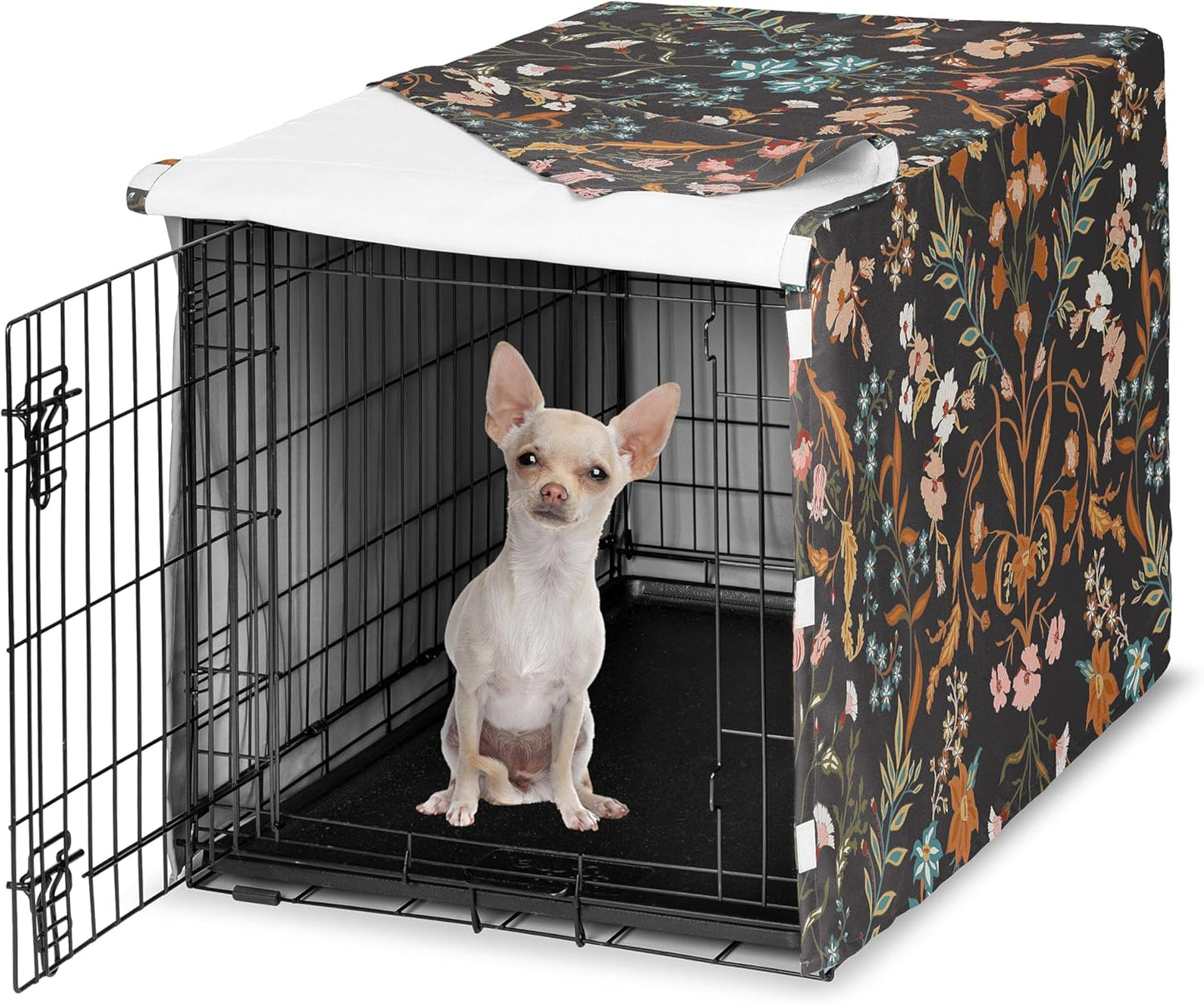 Sweet Jojo Designs 24 inch dog crate cover front view floral pattern