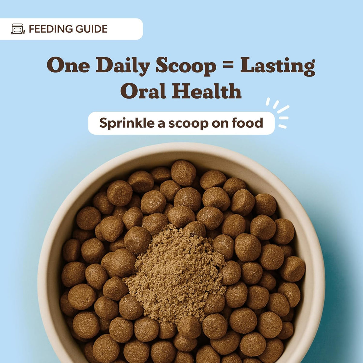 Daily postbiotic dog oral care supplement container showing the thirty day supply size