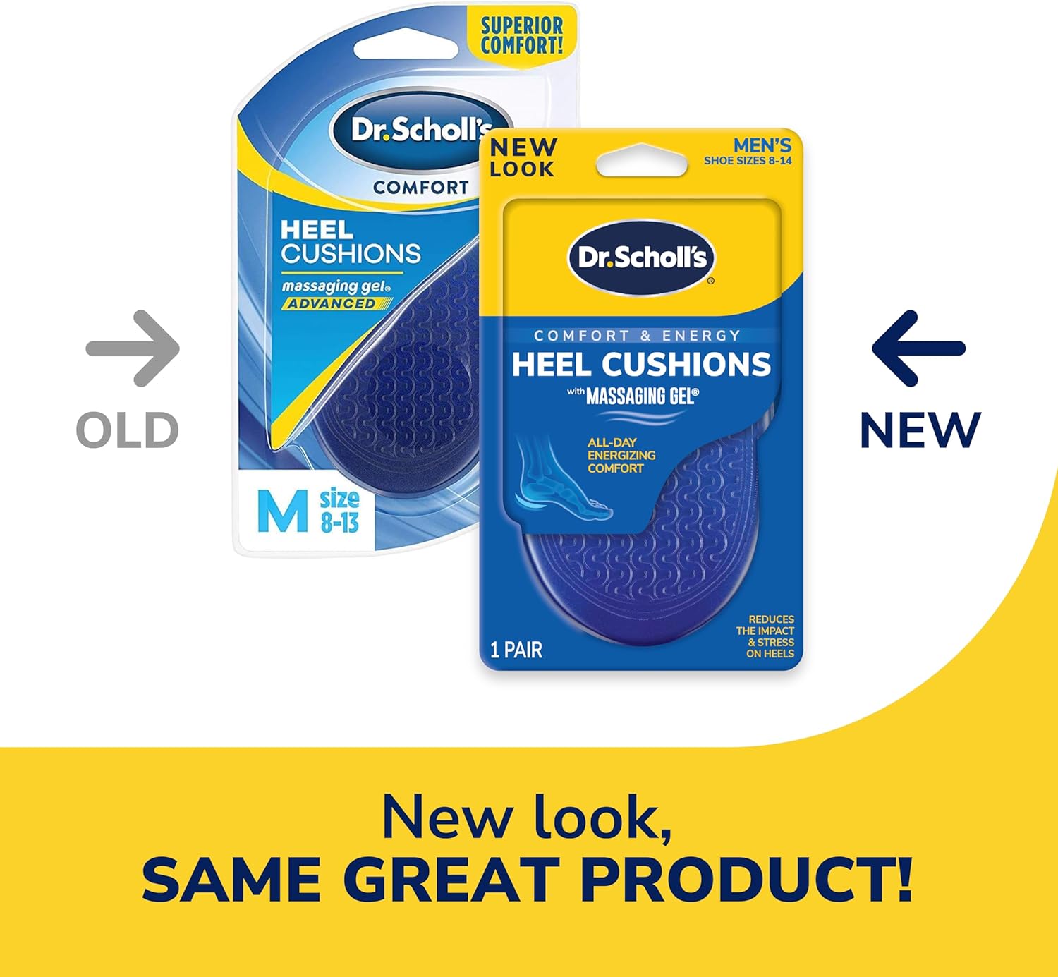 Close up of the blue massaging gel technology on Dr. Scholl's heel pads highlighting the shock absorption texture.