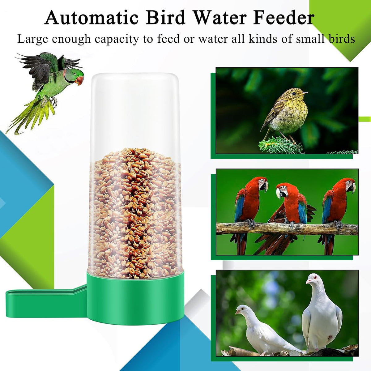 Inverted plastic water bottle design for small birds