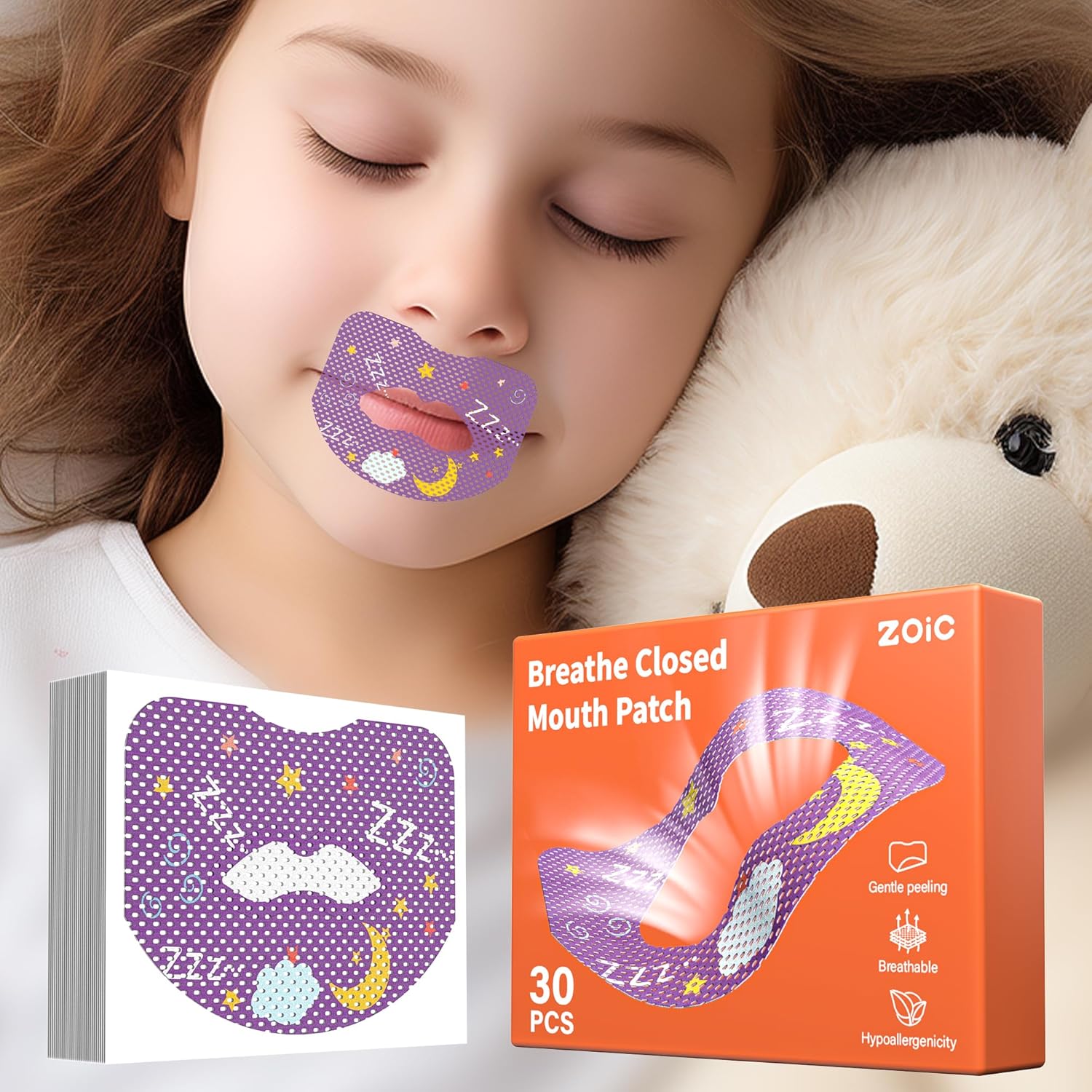 Zoic Mouth Breathing Correction Patch front packaging showing 30 count pack.