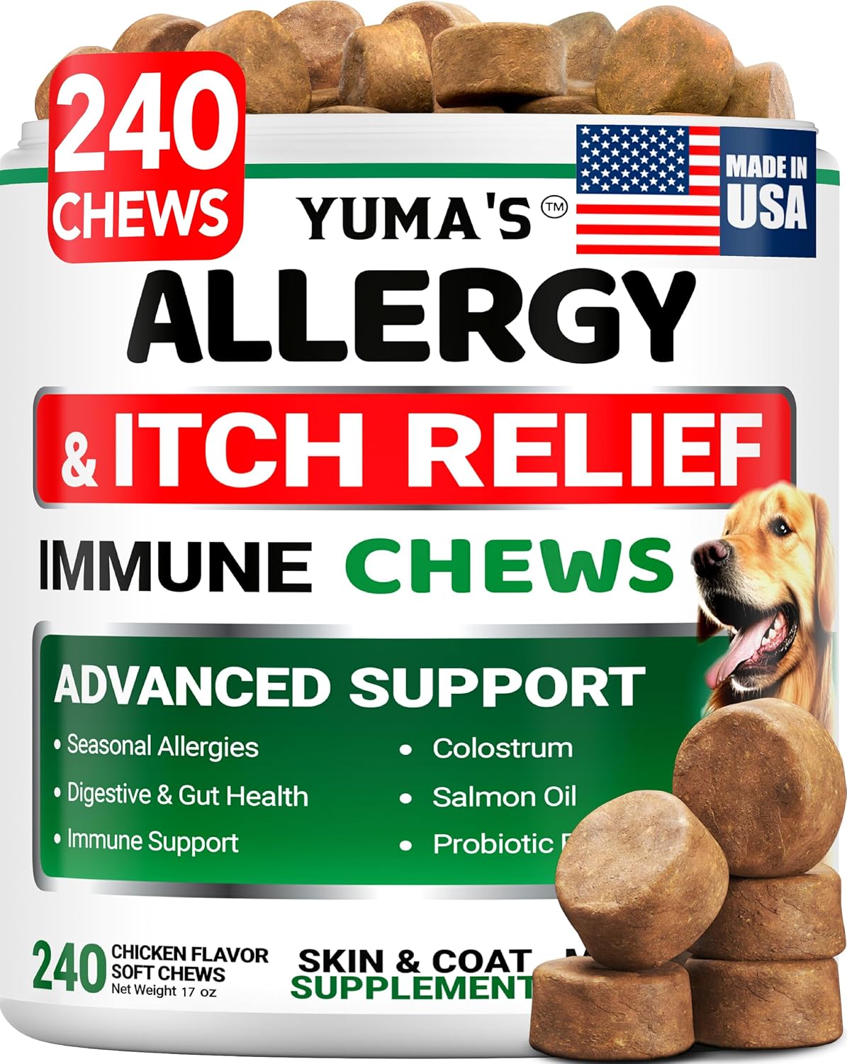 Flax seed oil and zinc pet skin care supplements from USA.